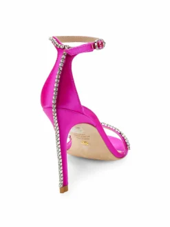 Stuart Weitzman Nudistglam 100 Embellished Satin Sandals