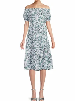 Women Saks Fifth Avenue Off Shoulder Floral Midi Dress