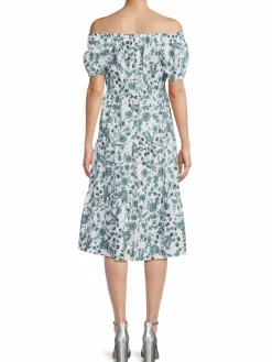 Women Saks Fifth Avenue Off Shoulder Floral Midi Dress