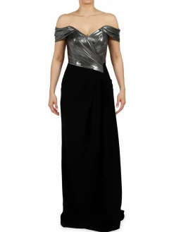 Women Rene Ruiz Collection Off Shoulder Metallic Mermaid Gown