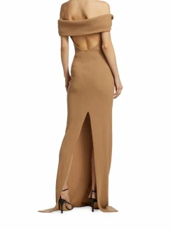 Women Brandon Maxwell Off Shoulder Ribbed Gown
