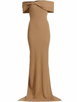 Women Brandon Maxwell Off Shoulder Ribbed Gown