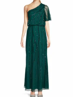 Women Adrianna Papell One Shoulder Beaded Column Gown