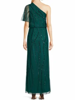 Women Adrianna Papell One Shoulder Beaded Column Gown