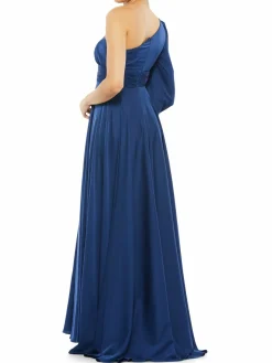 Women Mac Duggal One Shoulder Bishop Sleeve Gown