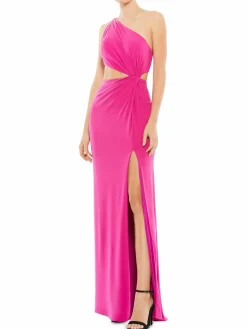Women Mac Duggal One Shoulder Front Slit Gown