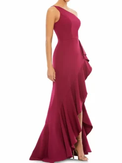 Women Mac Duggal One Shoulder Ruffle Gown