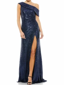 Women Mac Duggal One Shoulder Sequin Gown