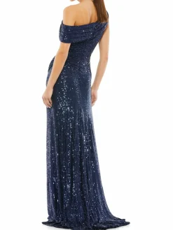 Women Mac Duggal One Shoulder Sequin Gown