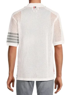 Thom Browne Cashmere|Open Knit Cashmere Blend Polo White