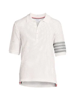 Thom Browne Cashmere|Open Knit Cashmere Blend Polo White