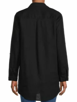 Women Saks Fifth Avenue Oversized Linen Blend High Low Shirt