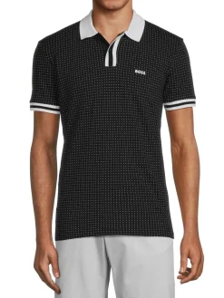BOSS Polos|Paddy Dot Print Polo Black