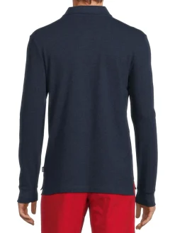 BOSS Polos|Pado Long Sleeve Heathered Polo Navy