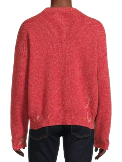 Palm Angels Cashmere|Pain Splatter Cashmere & Wool Sweater Red White