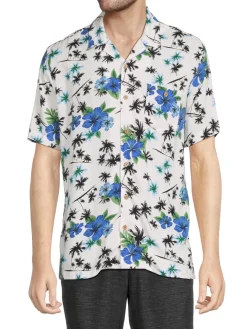 Weatherproof Vintage Casual Button-Down Shirts|Palm Leaves Camp Shirt