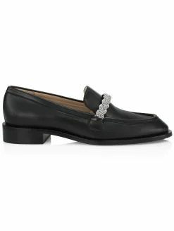 Stuart Weitzman Palmer Crystal-Embellished Leather Loafers