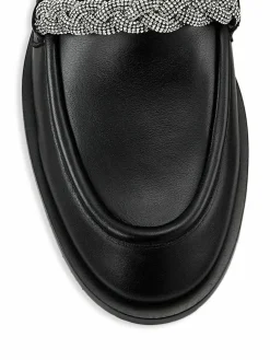 Stuart Weitzman Palmer Crystal-Embellished Leather Loafers