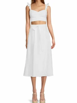 Women The Reformation Pam 2-Piece Linen Crop Top & Skirt Set