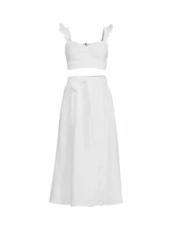Women The Reformation Pam 2-Piece Linen Crop Top & Skirt Set
