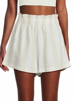 Women WeWoreWhat Paperbag Linen Blend Shorts