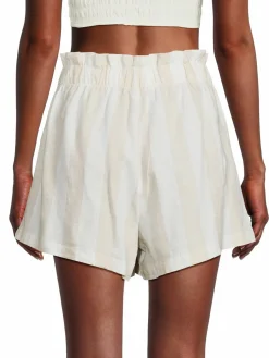 Women WeWoreWhat Paperbag Linen Blend Shorts