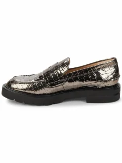 Stuart Weitzman Parker Croc-Embossed Chunky Penny Loafers