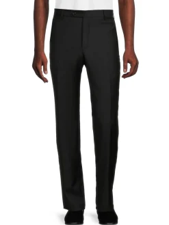 Zanella Pants|Parker Virgin Wool Flat Front Pants Black