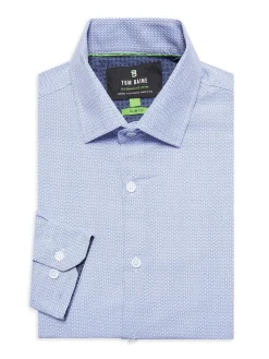 Tom Baine Dress Shirts|Pattern Slim Fit Dress Shirt White Blue