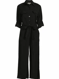 Women Max Studio Peachskin Belted Cropped Jumpsuit