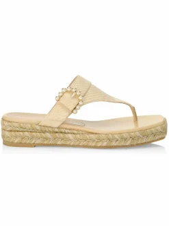 Stuart Weitzman Pearl Buckle Espadrille Sandals