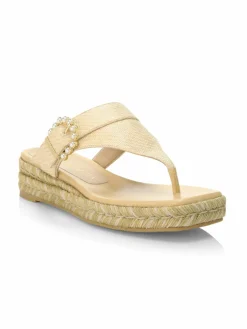 Stuart Weitzman Pearl Buckle Espadrille Sandals