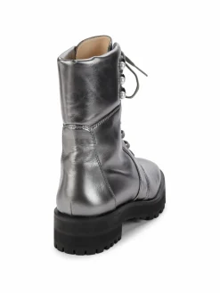 Stuart Weitzman Pearly Metallic Leather Combat Boots