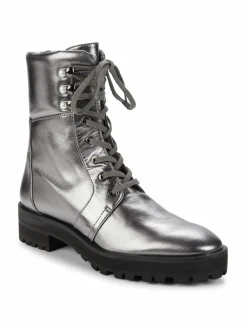 Stuart Weitzman Pearly Metallic Leather Combat Boots