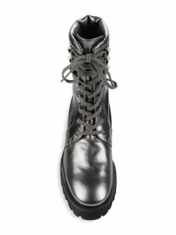 Stuart Weitzman Pearly Metallic Leather Combat Boots