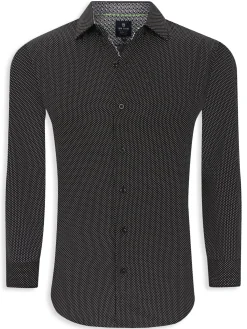 Tom Baine Casual Button-Down Shirts|Performance Slim Fit Polka Dot Shirt Black