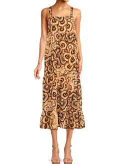 Women Marie Oliver Petra Geometric Silk Blend Midi Dress