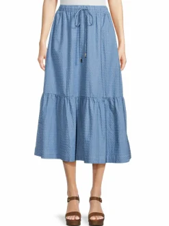 Women Line & Dot Phoebe Chevron Pattern A Line Midi Skirt
