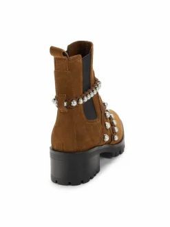 Karl Lagerfeld Paris Pia Faux Pearl Studded Suede Chelsea Boots