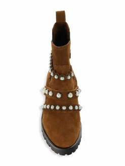 Karl Lagerfeld Paris Pia Faux Pearl Studded Suede Chelsea Boots