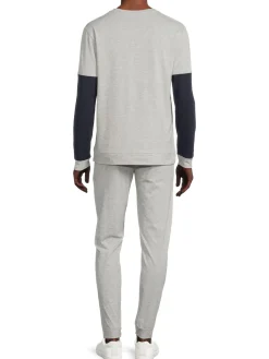 cavalli CLASS Loungewear, Sleepwear & Robes|2-Piece Colorblock T Shirt & Pants Pajama Set Grey