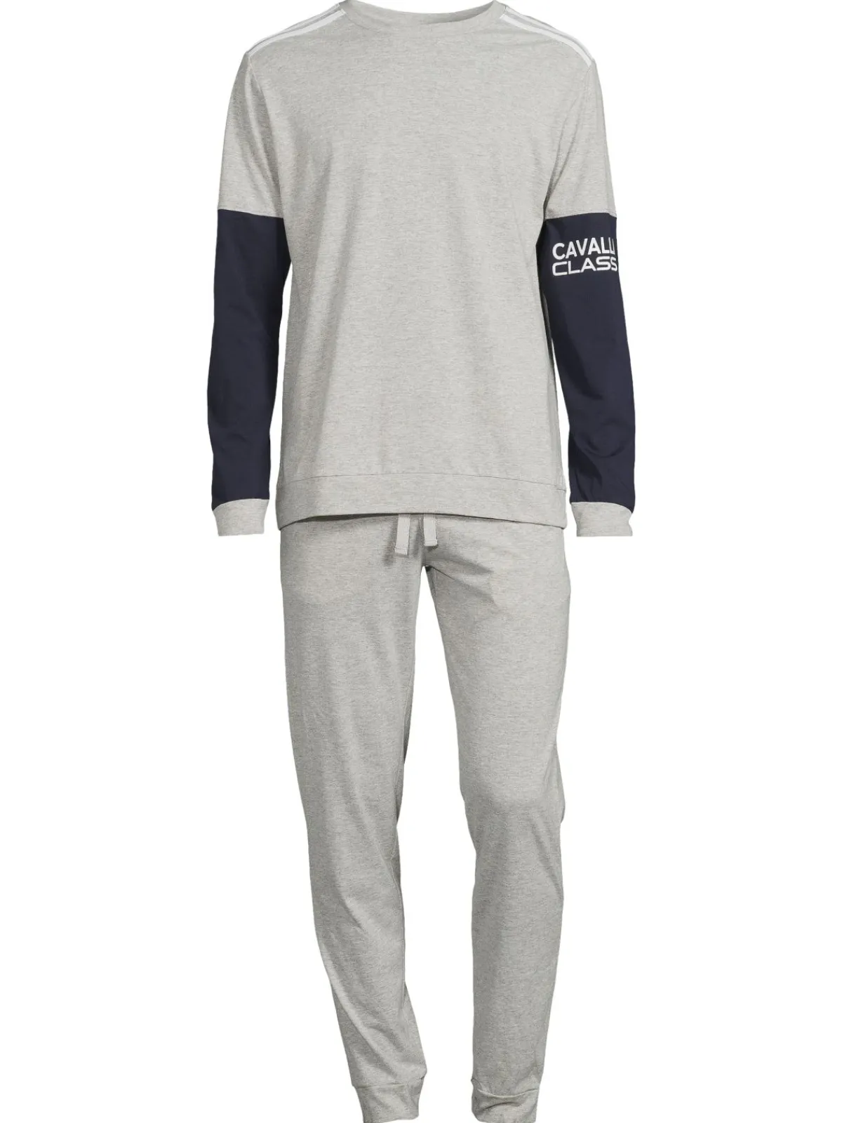 cavalli CLASS Loungewear, Sleepwear & Robes|2-Piece Colorblock T Shirt & Pants Pajama Set Grey