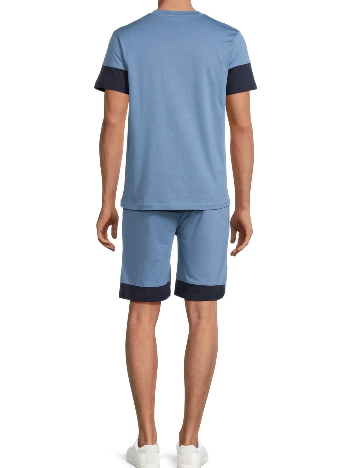 cavalli CLASS Loungewear, Sleepwear & Robes|2-Piece Colorblock T Shirt & Shorts Pajama Set Blue