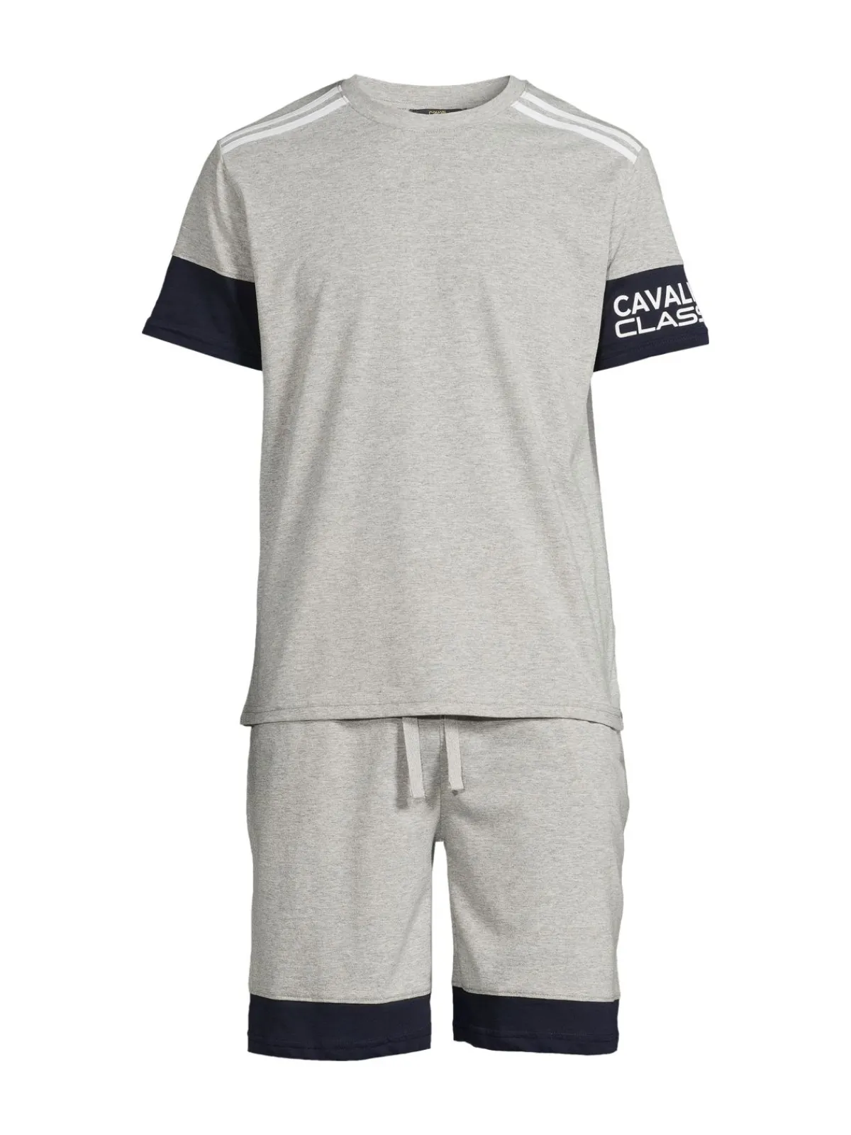 cavalli CLASS Loungewear, Sleepwear & Robes|2-Piece Colorblock T Shirt & Shorts Pajama Set Grey
