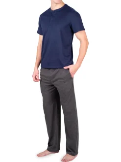 SLEEPHERO Loungewear, Sleepwear & Robes|2-Piece Henley & Heathered Pajama Set Charcoal