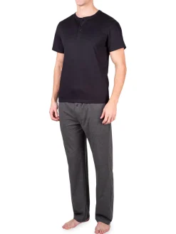 SLEEPHERO Loungewear, Sleepwear & Robes|2-Piece Henley & Pants Pajama Set Charcoal