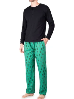 SLEEPHERO Loungewear, Sleepwear & Robes|2-Piece Henley Tee & Ever Tree Pants Pajama Set Green