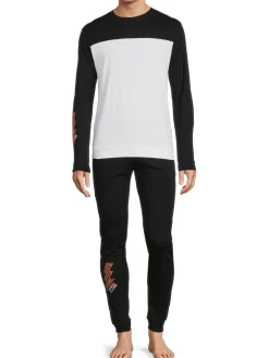 cavalli CLASS Loungewear, Sleepwear & Robes|2-Piece Lightning Bolt Logo Joggers Set Black
