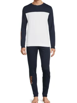 cavalli CLASS Loungewear, Sleepwear & Robes|2-Piece Lightning Bolt Sweatshirt & Joggers Set Blue