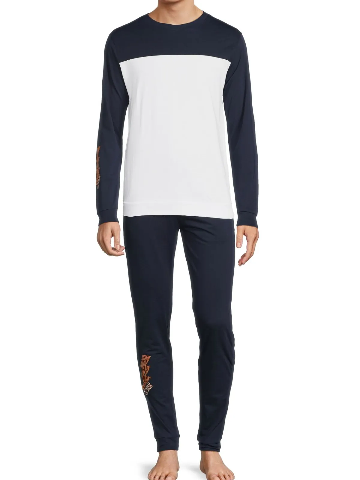 cavalli CLASS Loungewear, Sleepwear & Robes|2-Piece Lightning Bolt Sweatshirt & Joggers Set Blue